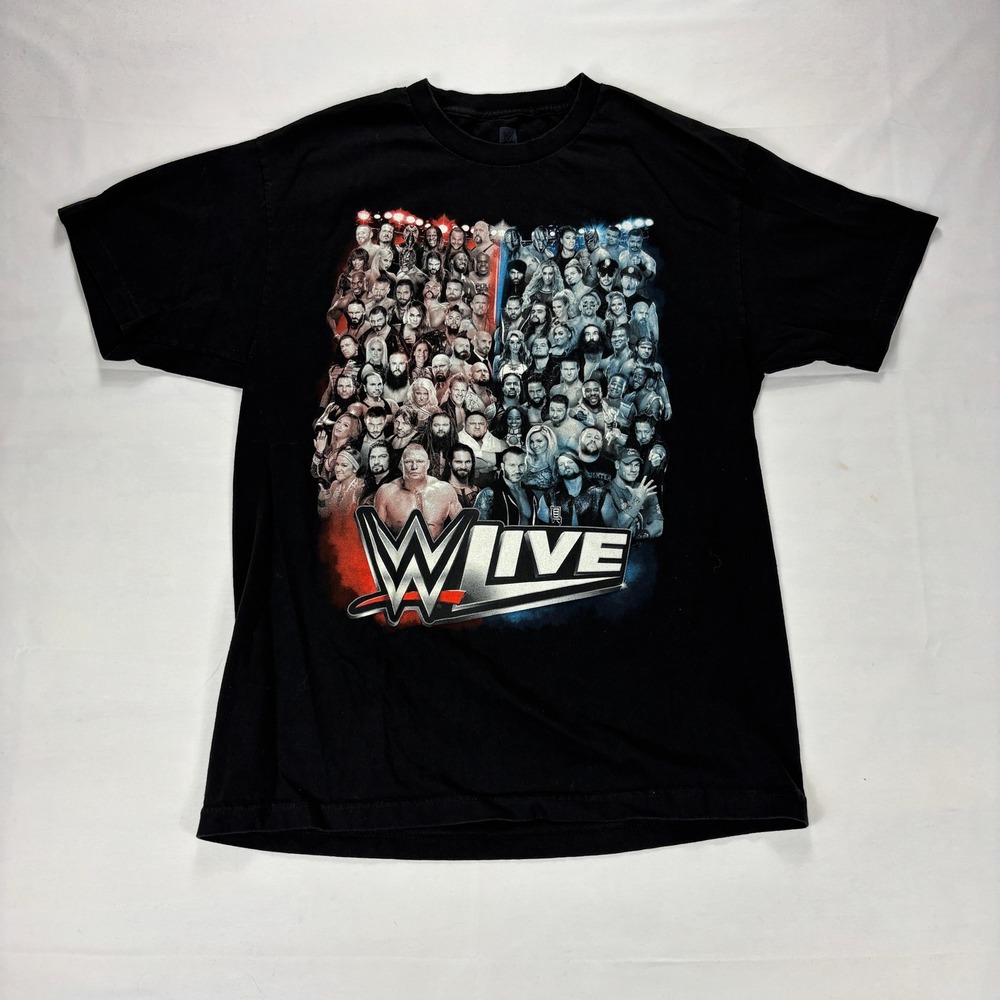 WWE Live 2017 Authentic Wrestler Collage T Shirt Men Size Large Black